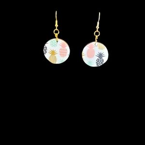 Pineapple Patterned Dangle Earrings